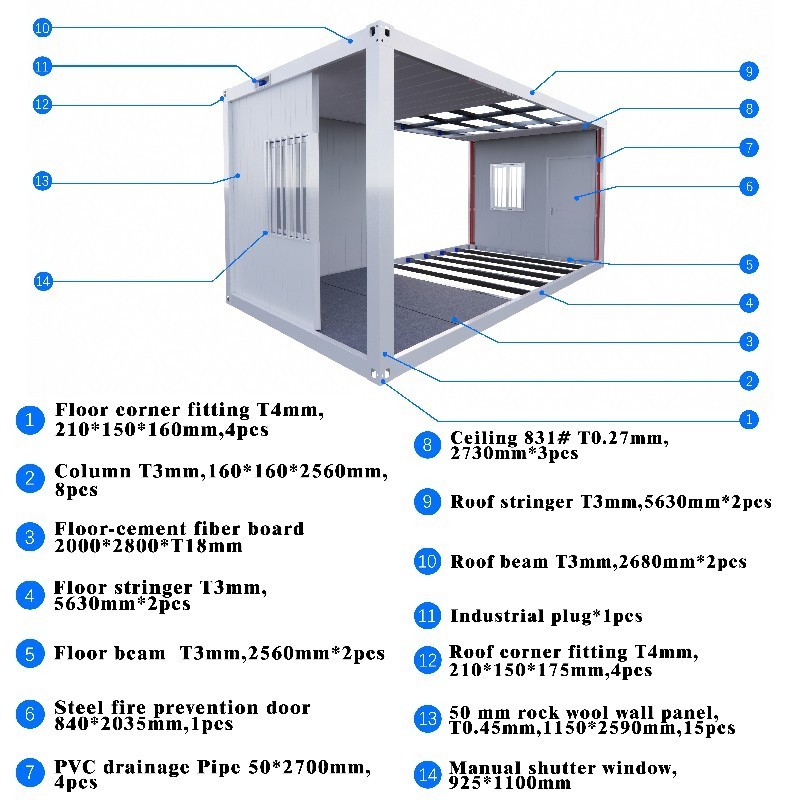 CGCH DDP Low Price Light Steel 20ft Flat Pack Container House Prefab Container Camping Homes Detachable Container House