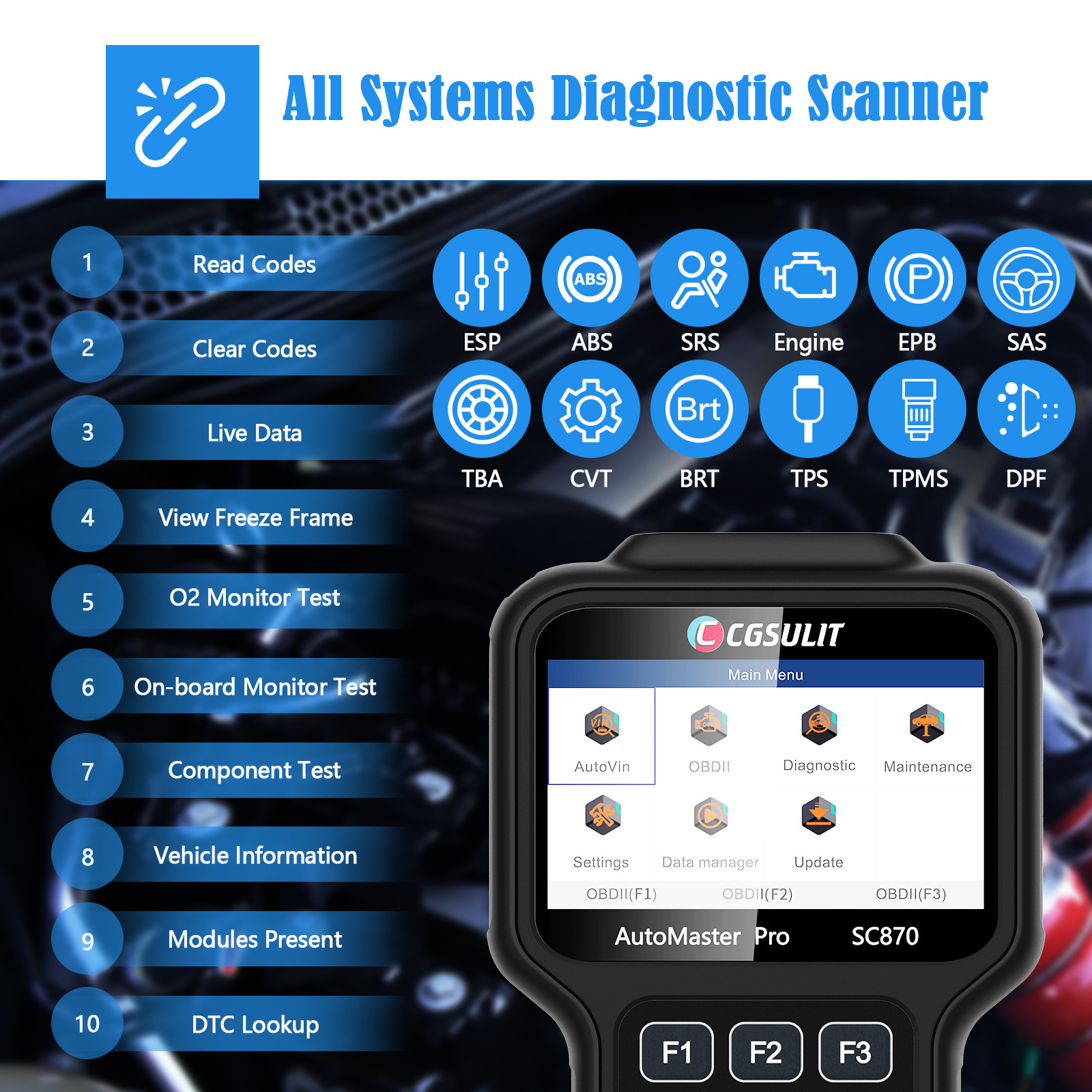 CGSULIT SC870 Scanner OBD1 y OBD2 Diagnostic Scan Tool and CG FC200 ECU Flash Coding Tool