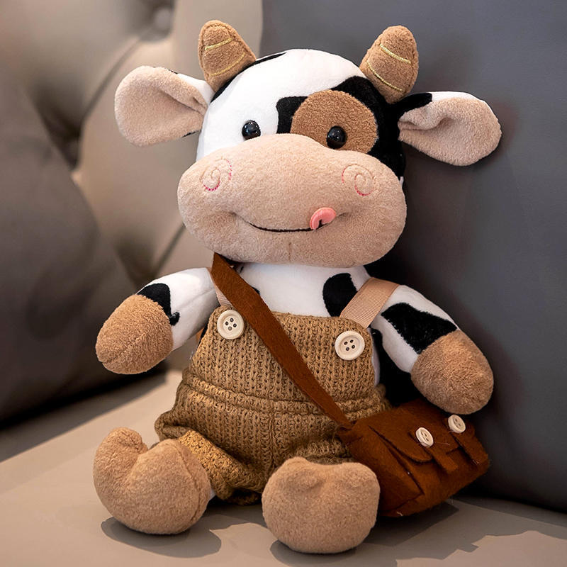 Custom kawaii cow plush animal toy cow mascot rag doll cowboy plush pillow birthday Valentine's Day gift