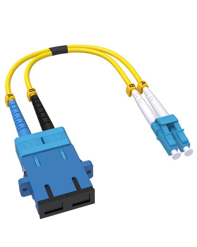 Fiber Optic Adapter Cable SC to LC, Singlemode Duplex 10GB OS2/OS1,lc Male to sc Female , 1 FT