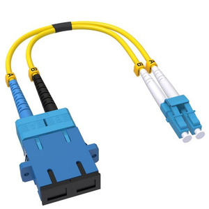 Fiber Optic Adapter Cable SC to LC, Singlemode Duplex 10GB OS2/OS1,lc Male to sc Female , 1 FT