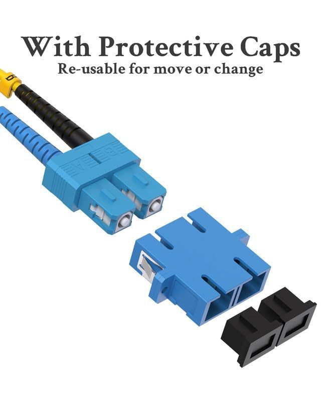 Fiber Optic Adapter Cable SC to LC, Singlemode Duplex 10GB OS2/OS1,lc Male to sc Female , 1 FT