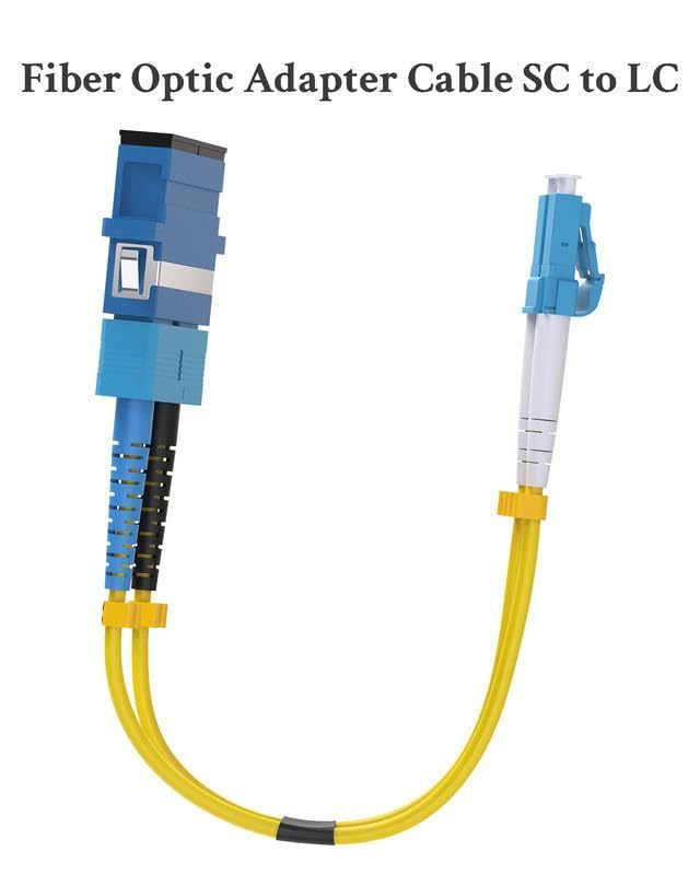 Fiber Optic Adapter Cable SC to LC, Singlemode Duplex 10GB OS2/OS1,lc Male to sc Female , 1 FT