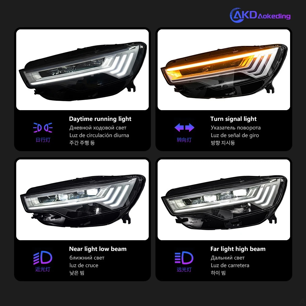 AKD Car Accessories Head Lamp for Audi A6 Headlights 2012-2015 Upgrade C8 Design LED Headlight DRL Dynamic Singal High Low Beam