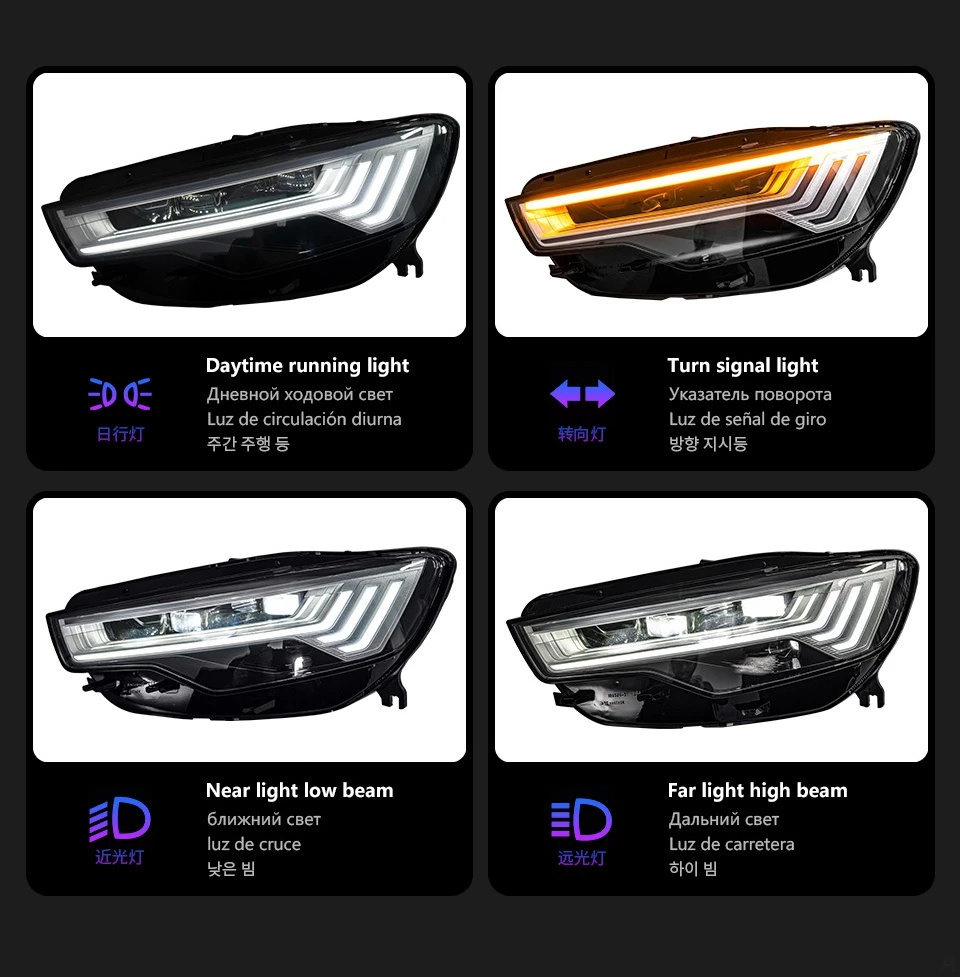 AKD Car Accessories Head Lamp for Audi A6 Headlights 2012-2015 Upgrade C8 Design LED Headlight DRL Dynamic Singal High Low Beam