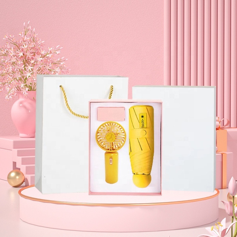 Summer New Products Idea 2024 Wholesale Customize Mini Fan With Umbrella Gift Set For Cooling Everyday Use Mother's Day Presents