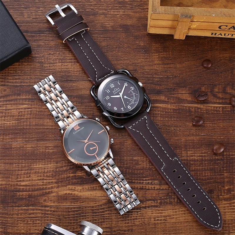 Men's Gift set Business Fashion square scale quartz watch set Fashion perfume wallet 3-piece set