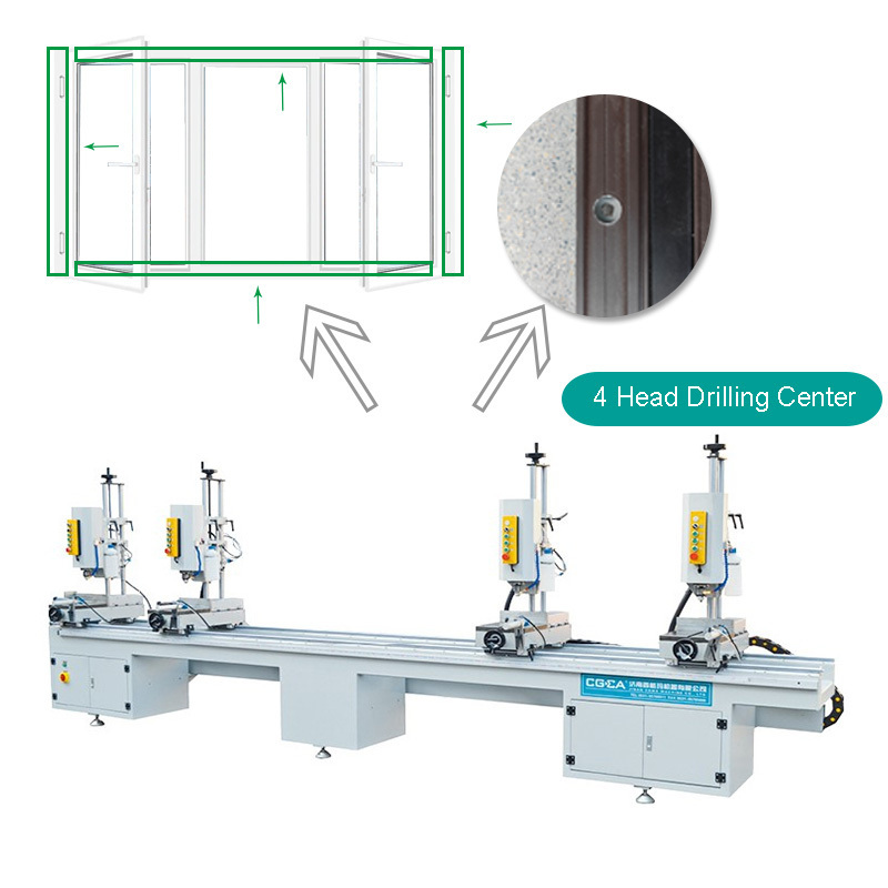 CGMA 4-head Machining holes Machine Window and Door Manufacturer In China Aluminum and uPVC Profile Multi Head Drilling Machine