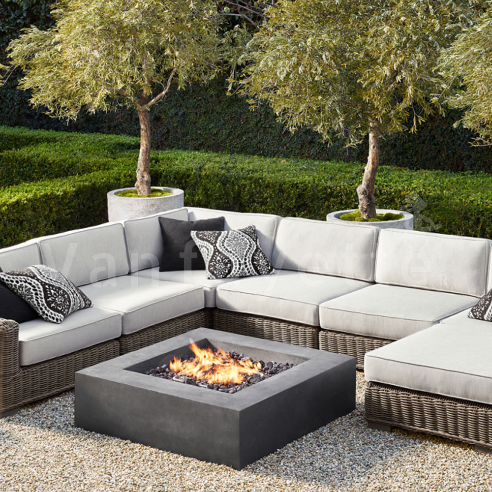 Fandii Outdoor L Shaped Couch Garden Sofa Rattan Furniture High Back Lounge Set