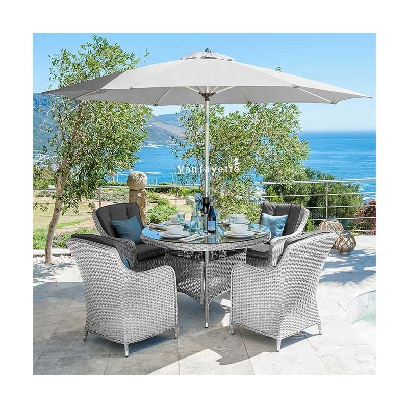 Outdoor Conversation Rattan Patio Set Furniture Rattan Wicker Furniture Outdoor Patio Set with Umbrella Round Patio Dining Sets