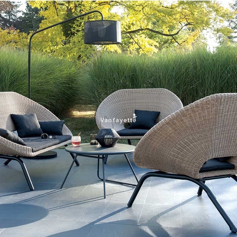 Patio Wicker Outdoor Stacking Chairs Set Front Porch Grey Rattan Sofa