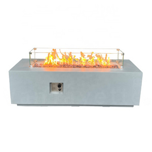 60" Long Gas Fire Pit with Pumice Decorative Stones Table Top Propane Tank Storage Fire Glass Beads