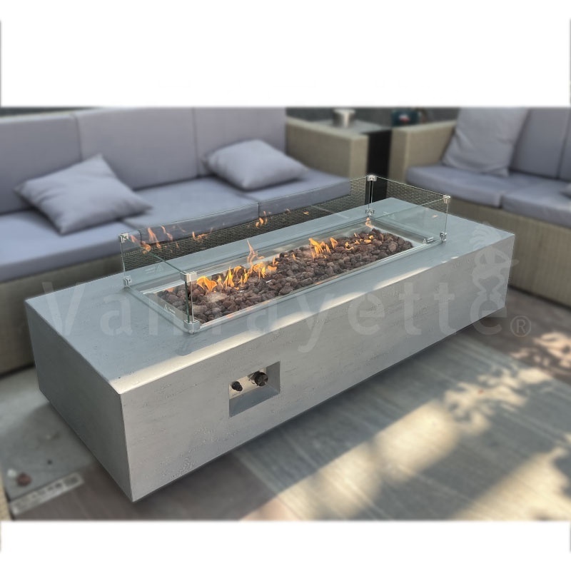 Outdoor Modern Living Propane Gas Fire Pit Table  Glass-fibre Reinforced Concrete Board