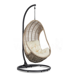 Paremi PE Rattan Cane Furniture Hanging Basket Chair with Stand for Home Garden Backyard