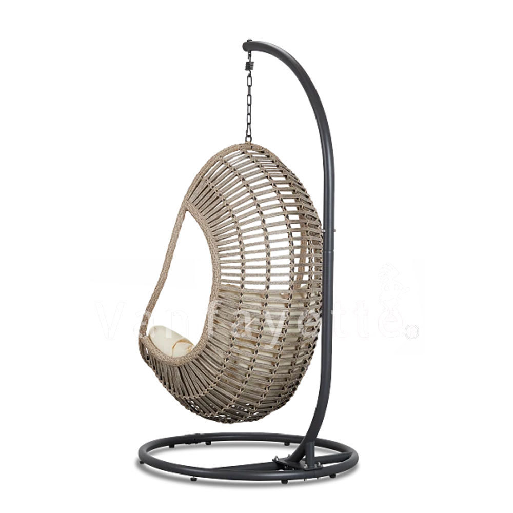 Paremi PE Rattan Cane Furniture Hanging Basket Chair with Stand for Home Garden Backyard