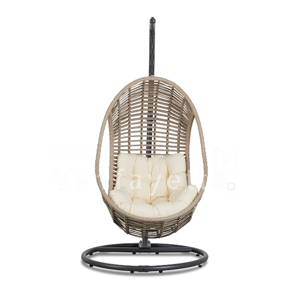 Paremi PE Rattan Cane Furniture Hanging Basket Chair with Stand for Home Garden Backyard