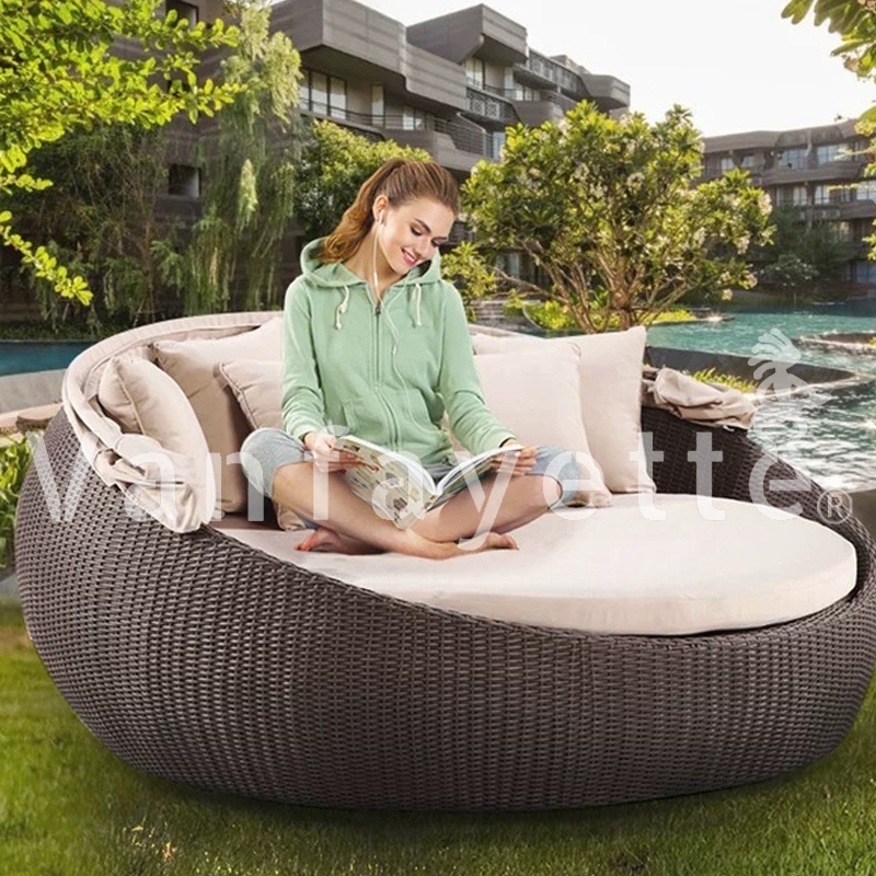 Outdoor Patio Chaise Lounge Best Commercial Pool Furniture Swimming Pool Furniture Sun Bed Rattan Round Chaise Lounge Chair