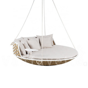 Round Rattan Round Swing Bedrattan Hanging Bed Patio Swing Chair Wicker Furniture Porch Swing Bed