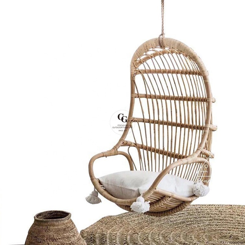 Outdoor Hanging Swing Chair Cane Wicker Rattan Chair for living room villa deck hotel garden backyard children playing