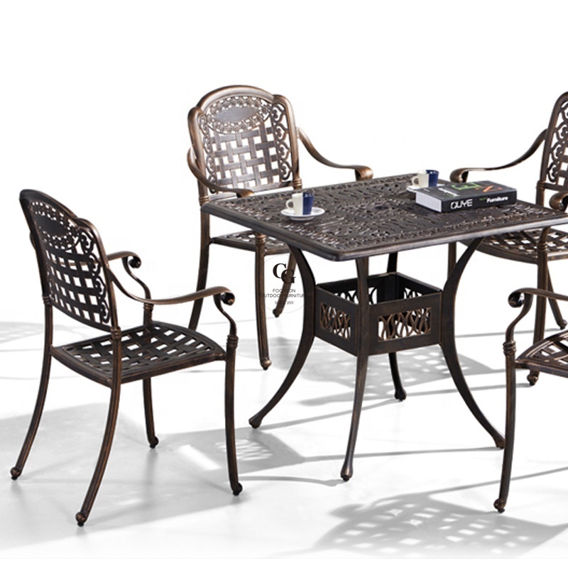 Seville Summer Cast Aluminum Patio Dining Set Table and Chairs Garden Chair Set with Table