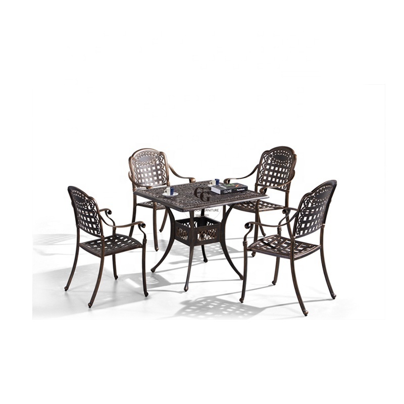 Seville Summer Cast Aluminum Patio Dining Set Table and Chairs Garden Chair Set with Table