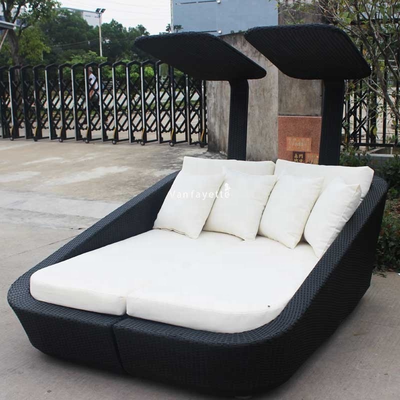 Double 2 Person Beach Lounge Bed Hot Sale Chaise Lounge Chair Outdoor Furniture for Swimming Pool Side Hotel 5 star