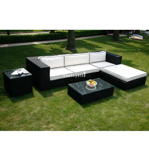 Rattan Sofa Set L Shape Couch Outdoor Furniture Garden Lounge Section Sofas Customized Logo