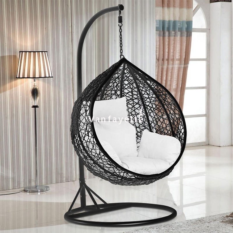 Wicker Swing Chair Egg Swing Chair with Stand Outdoor Patio Swing Indoor Hanging Chair with Stand