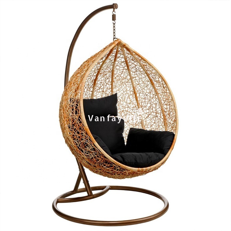 Wicker Swing Chair Egg Swing Chair with Stand Outdoor Patio Swing Indoor Hanging Chair with Stand