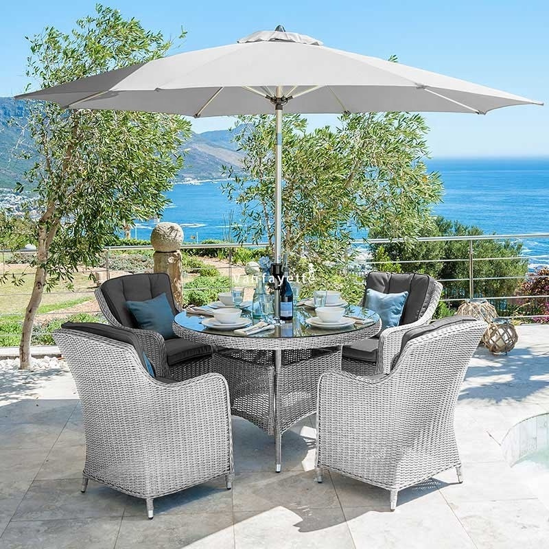 6 Piece Patio Set Small Patio Table with Umbrella Hole Outdoor Table and Chairs with Umbrella Outdoor Dining Set with Umbrella