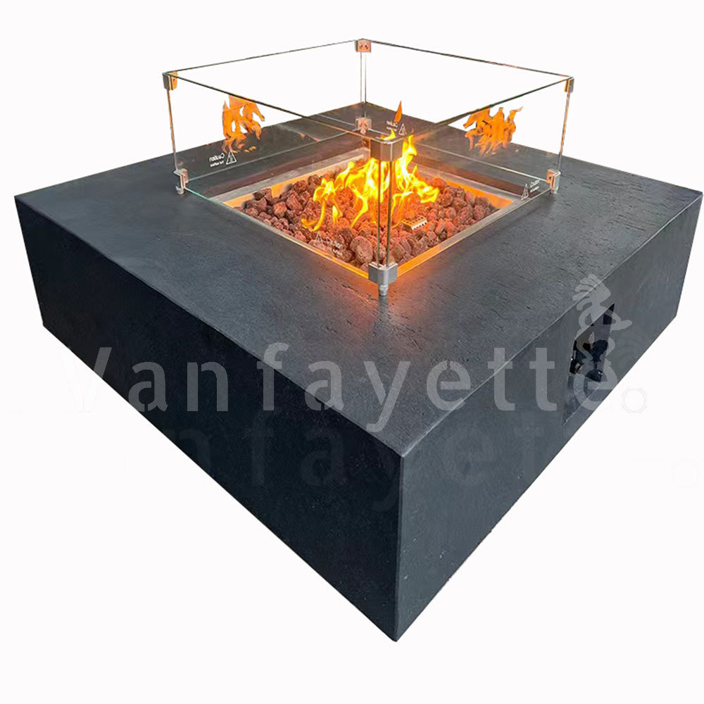 Natural Gas Fire Table Vented Fireplace Rectangular Pit Direct Vent Outdoor