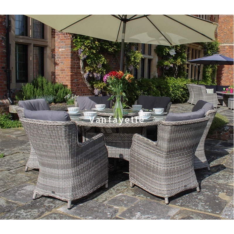 Outdoor Conversation Rattan Patio Set Furniture Rattan Wicker Furniture Outdoor Patio Set with Umbrella Round Patio Dining Sets