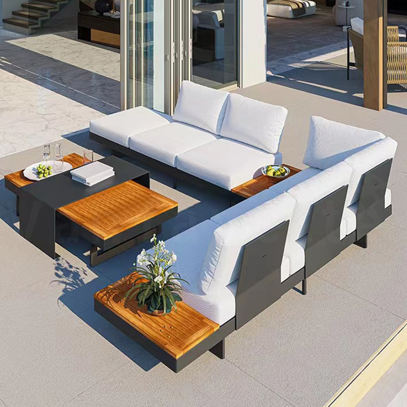 Aluminum Back Sofa Set Garden Furniture Outdoor Famous Modular Teak Decoration Project Customized R and D Development