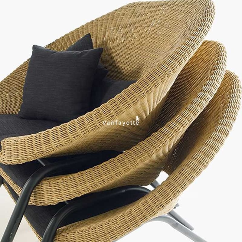 Patio Wicker Outdoor Stacking Chairs Set Front Porch Grey Rattan Sofa