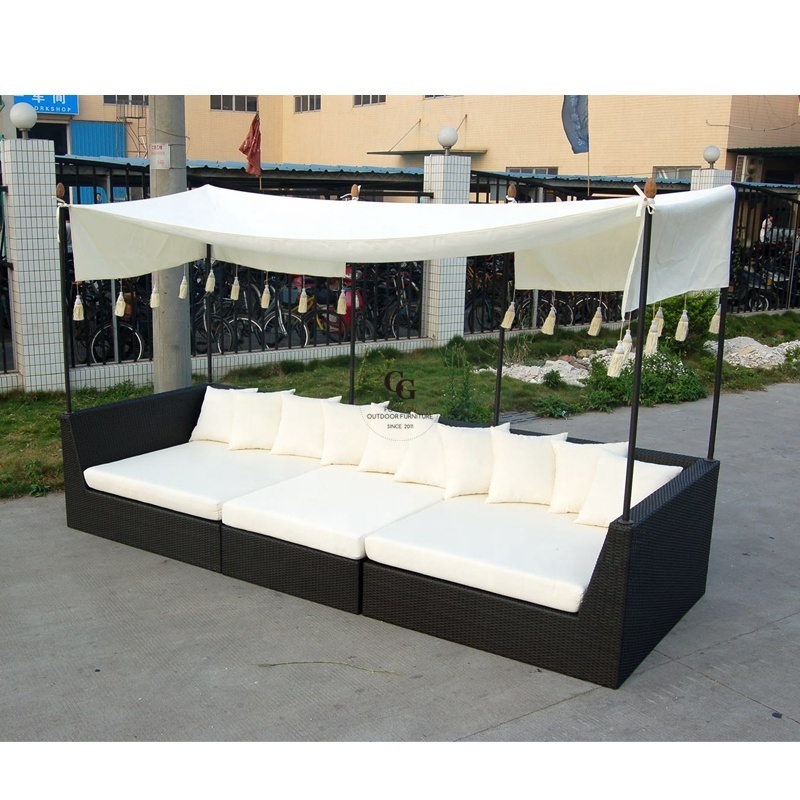 Wicker Rattan Day Beds Outdoor Patio Daybed Outdoor Beach Beds Swimming Pool Chaise Lounge All Weather Chaise Lounge