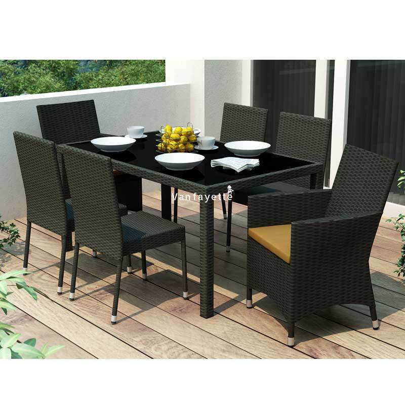 Tonii High Back Chair and Long Table Outdoor Dinning Set for Backyard Home Furnishing Interior Designer Hotel Furniture