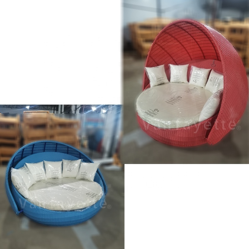 Sun Bed Rattan Pool Furniture Wholesale Beach Cabana Bed Big Sunbed Round Sofa Bed