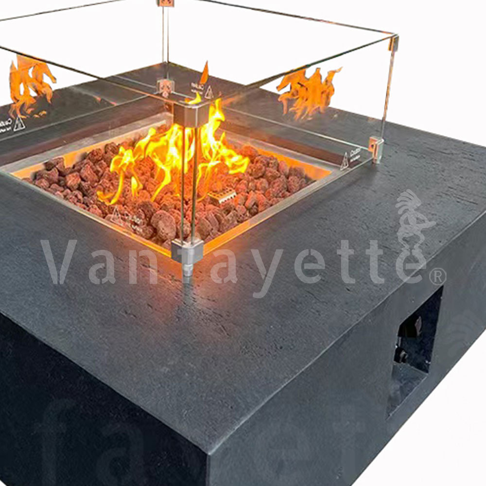 Natural Gas Fire Table Vented Fireplace Rectangular Pit Direct Vent Outdoor