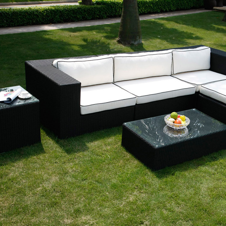 Rattan Sofa Set L Shape Couch Outdoor Furniture Garden Lounge Section Sofas Customized Logo