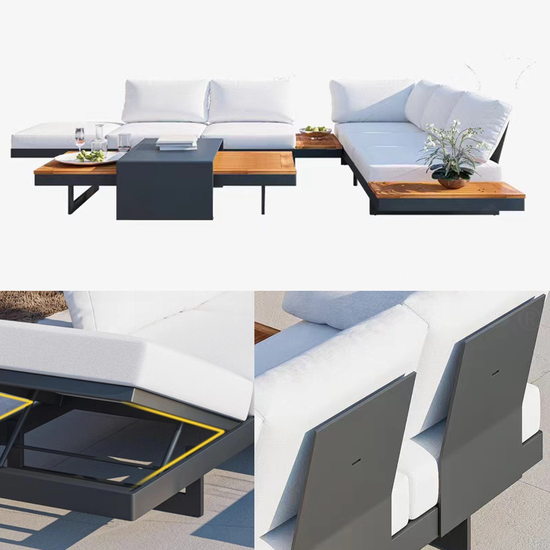 Aluminum Back Sofa Set Garden Furniture Outdoor Famous Modular Teak Decoration Project Customized R and D Development