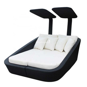 Double 2 Person Beach Lounge Bed Hot Sale Chaise Lounge Chair Outdoor Furniture for Swimming Pool Side Hotel 5 star