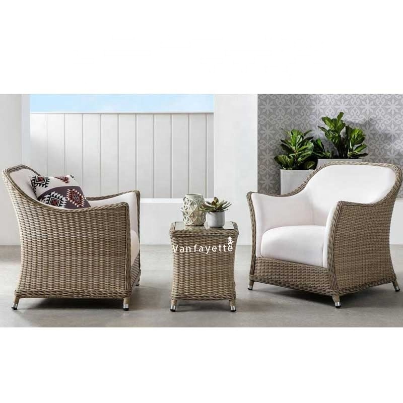 Balcony Table and 2 Chairs Cane Outdoor Setting High Back Rattan Chair Wingback High Back Garden Chairs