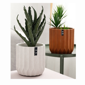 7" Flower Pot Garden Small Cement Indoor Flowerpot Decorative Cement Planter Pot Concrete Planter Pots without Saucer