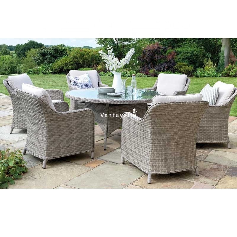 5 PC Patio Rattan Dining Room Set Outdoor Table and Bench Set 6 Person Patio Outdoor Dining Set with Bench