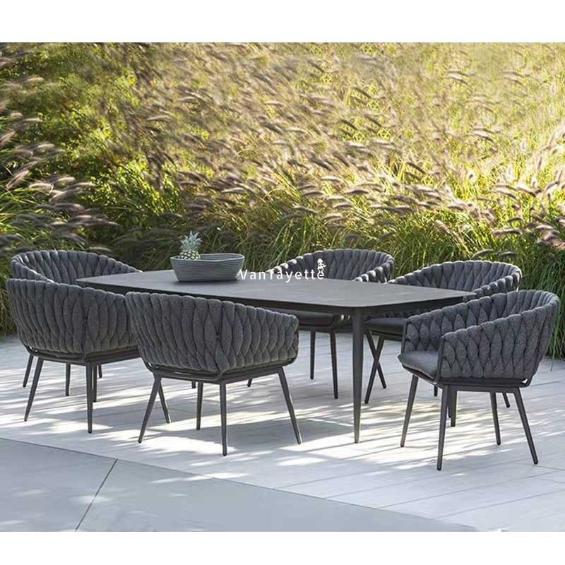 Garden Furniture Dining Sets Patio Dining Chairs Set of 6 Table Patio Dining Table and Chairs Woven Rope Outdoor Furniture