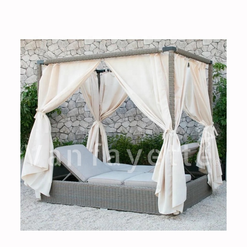 Double Pool Lounge Chair Double Sunbeds for Sale Double Outdoor Lounger Double Sunbed Chaise Lounge with Canopy