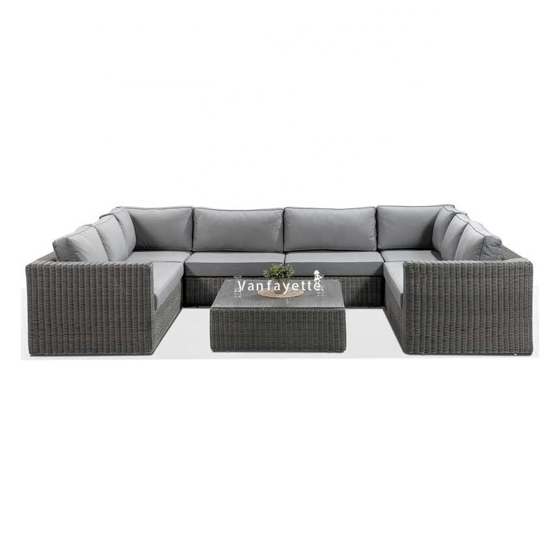 Garden Wicker Sectional Sofa Sets Outdoor Lounge Furniture U Shaped Rattan Garden Furniture Patio Sectional Garden Sofa