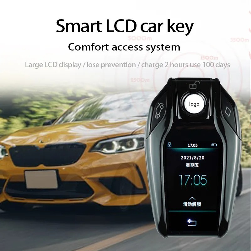 Top Sales Vehicle Red Black Sliver Blue Smart Alarm Keys Display OEM Logo Auto Car Remote Control Start Stop LCD Key