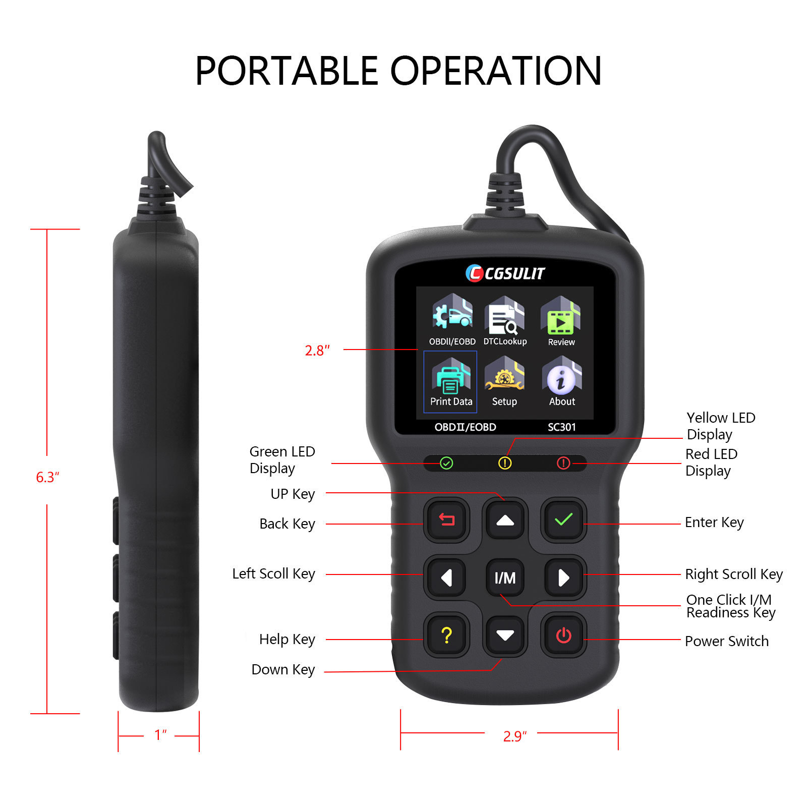 All system CGSULIT SC301 Support Reset Monitor 2D Car Code Reader Heavy Duty Truck Scanner Diagnostic Tools