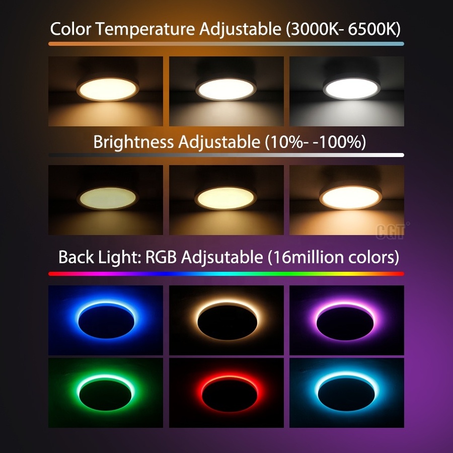 Smart Wifi Control RGB Surface Mounted Ceiling Lights Round Lighting Led Ceiling Light for Bedroom Living Room